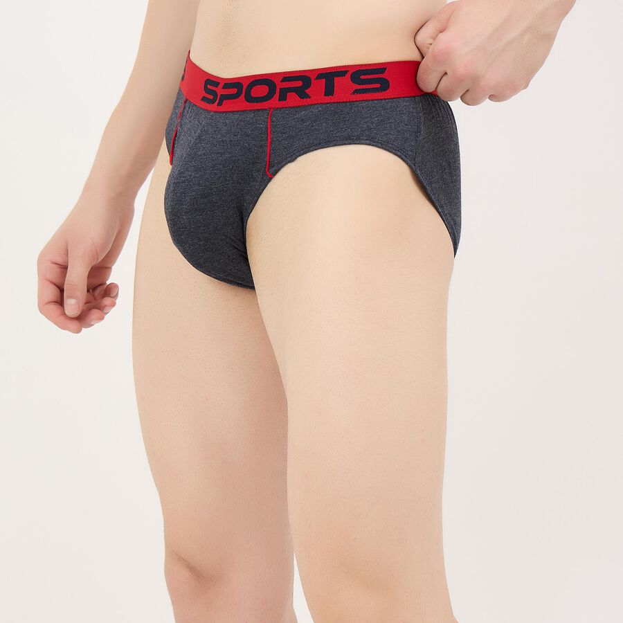 Men's Navy Blue Regular Fit Solid Briefs, Melange Blue, large