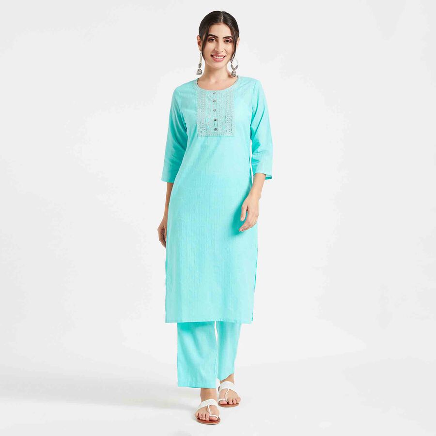 Embroidered Kurta, Light Blue, large image number null
