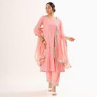 Women's Soft Peach Pink Round Neck Embroidered Anarkali Kurta, Light Pink, small image number null