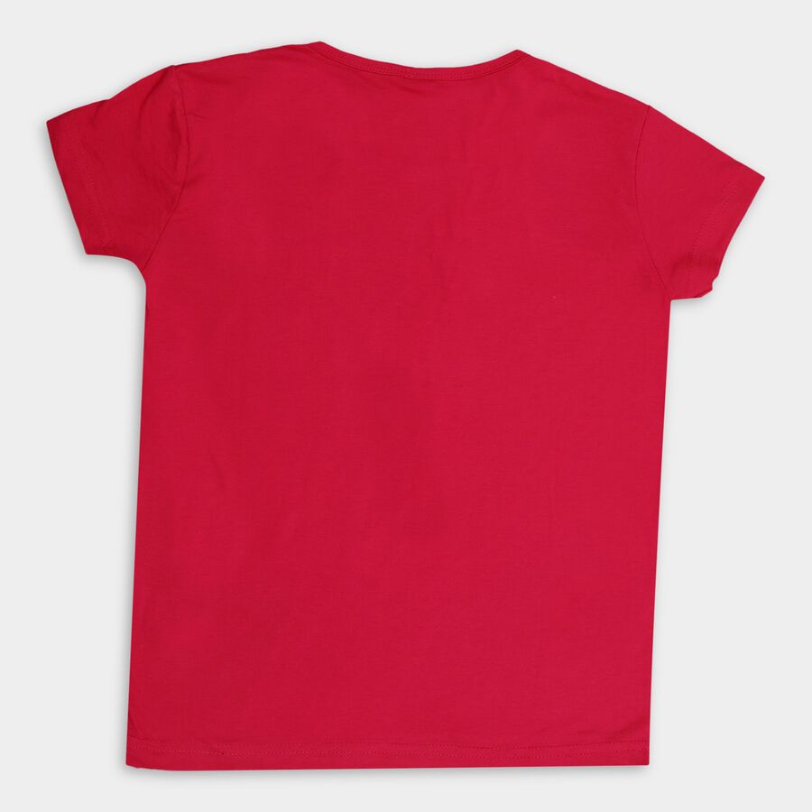 Girl's Placement Printed Regular Fuchsia T-Shirt, रानी (फ्यूशिया), large image number null
