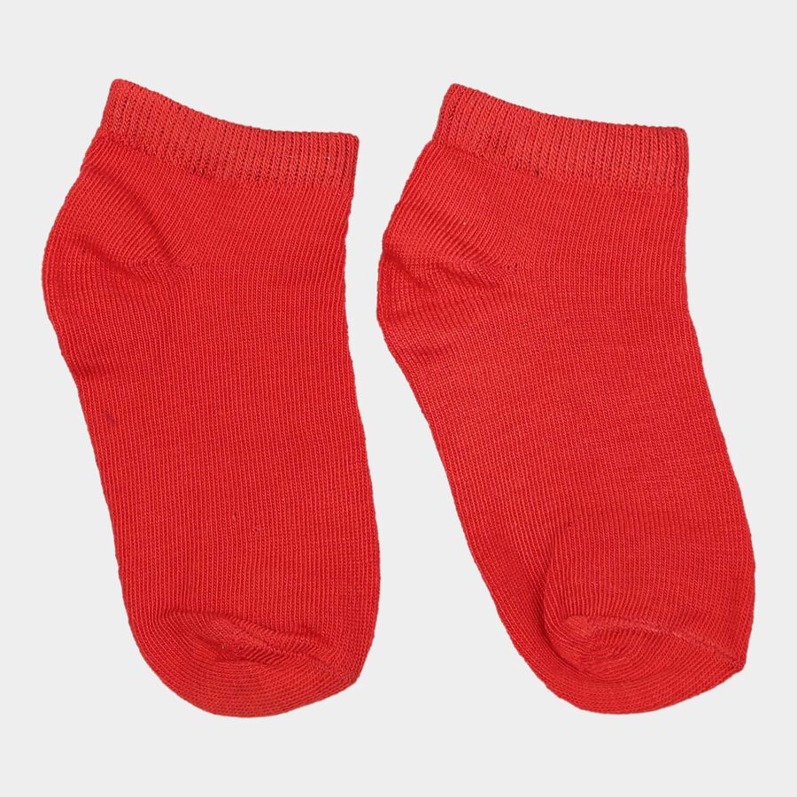 Girls Solid Ankle Length Socks, Red, large image number null