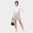 Women's Beige Regular Fit Checked Shorts, Beige, small