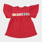 Girls Pink Round Neck Casual T-Shirt, Pink, small