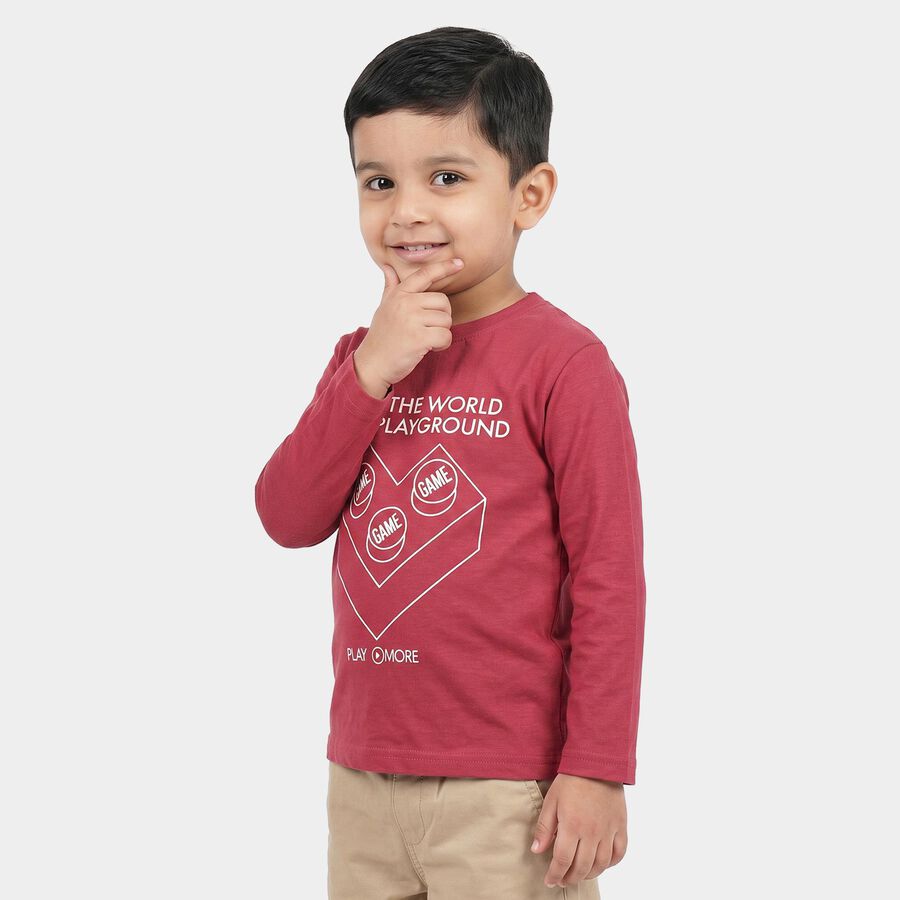 Boys Pink Crew Neck Regular Boys T-Shirt, Pink, large