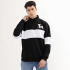 Men's Jet Black Zip Neck Casual Sweatshirt, काला, small image number null