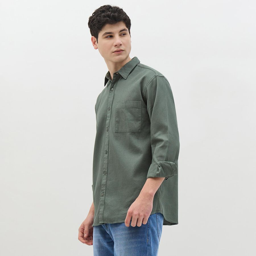 Men's Muted Olive Green Cotton Classic Casual Shirt, ओलिव, large image number null