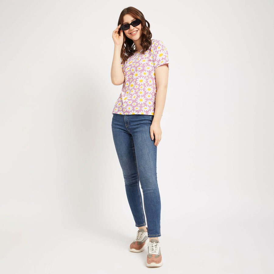 All Over Print Round Neck T-Shirt, Purple, large image number null