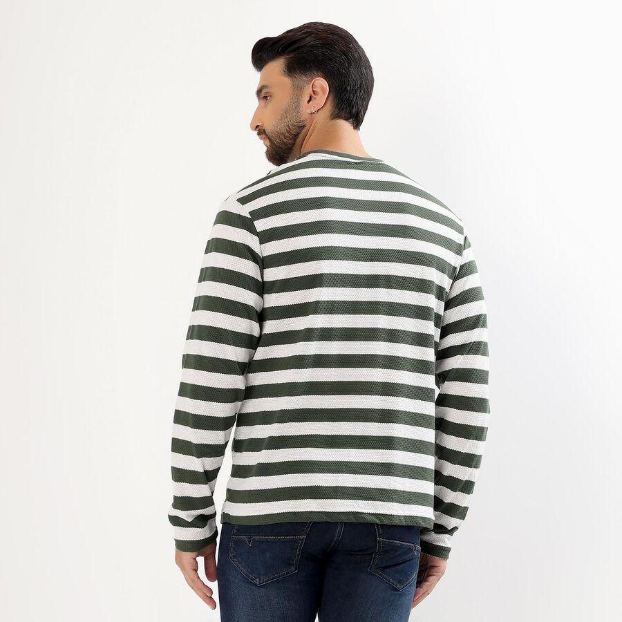 Men's Muted Sage Green Round Neck Casual T-Shirt, हल्का हरा, large image number null