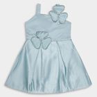 Girls' Light Sky Blue Rhinestone Embellished Party Wear Frock, Light Blue, small image number null