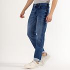 Men's Stonewashed Blue Straight Fit Classic Jeans, मध्यम नीला, small image number null
