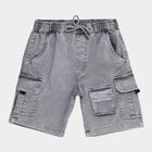 Boys Light Grey Regular Fit Printed Elastic Waist Bermuda Shorts, Light Grey, small