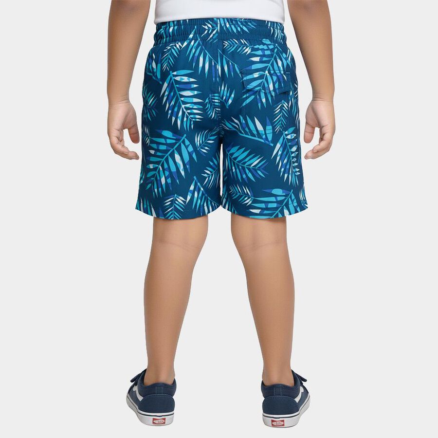 Boys' Vibrant Tropical Blue Cotton Elastic Waist Bermuda Shorts, नेवी ब्लू, large image number null