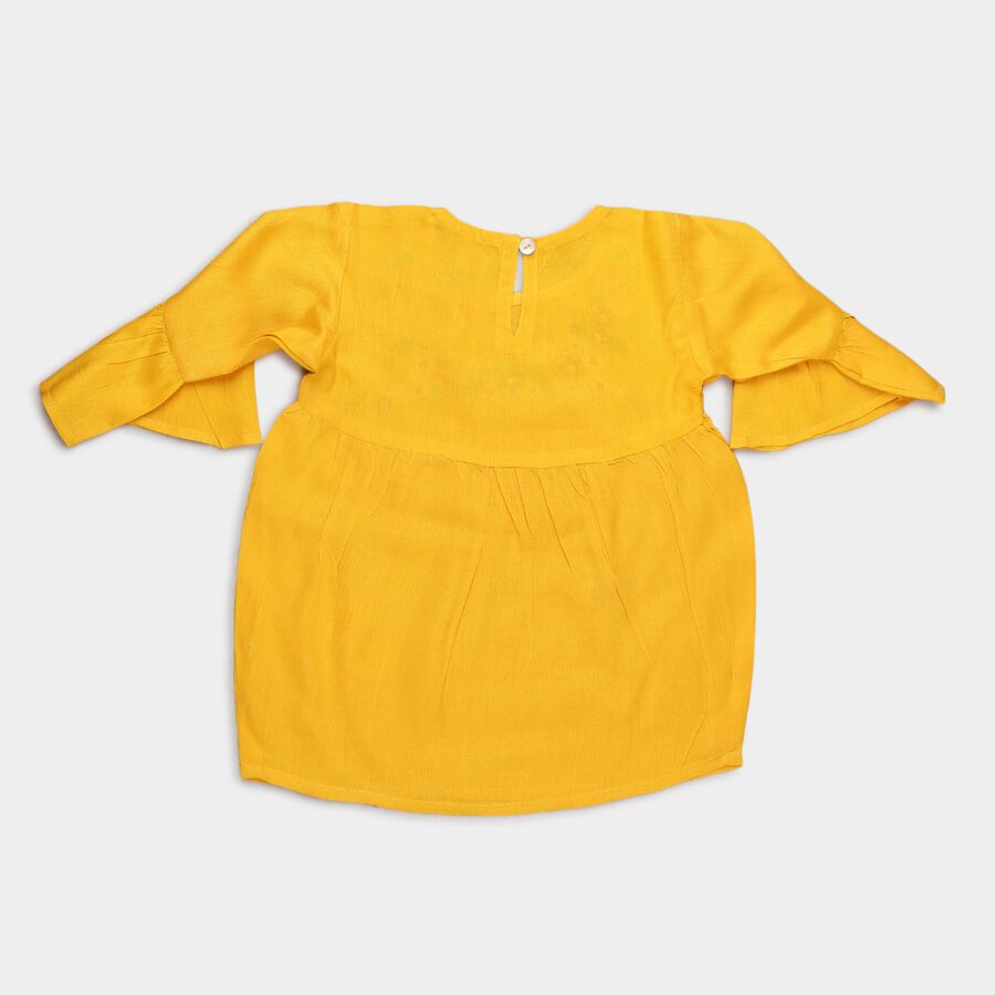 Girls Embellished 3/4Th Sleeves Top, Mustard, large image number null