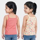 Girls' Peach Cotton Square Neck Vest, Peach, small