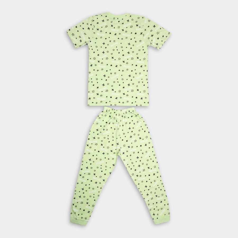 Boys' 100% Cotton Suit Night, हल्का हरा, large image number null