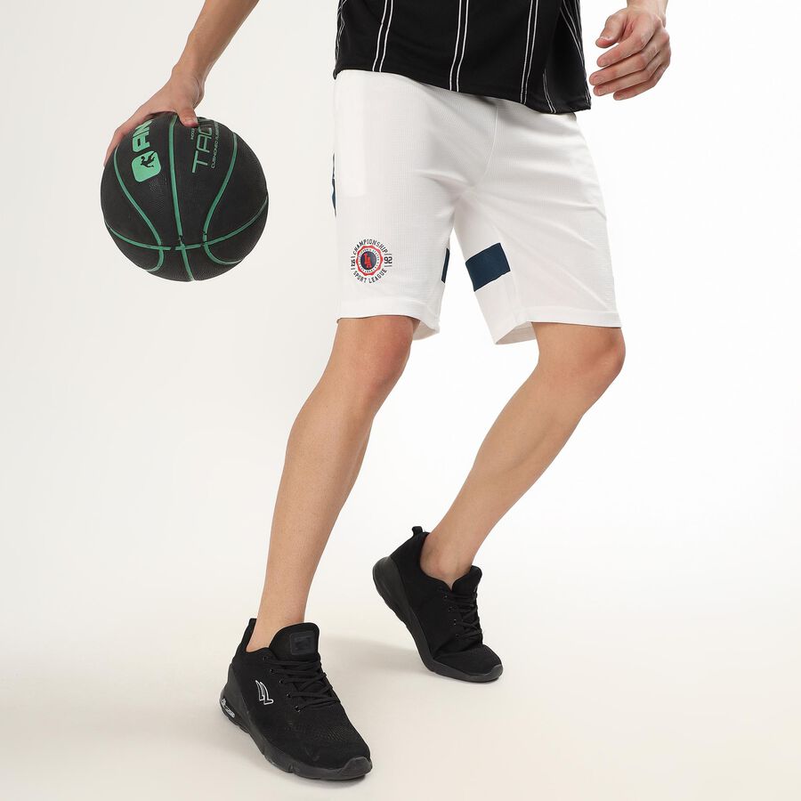 Men's Bright White Regular Fit Active Bermuda Shorts, White, large image number null