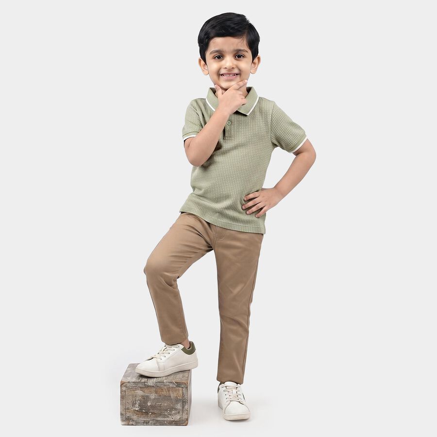 Boys Green Polo Neck Polo T-Shirt, Light Green, large
