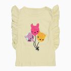 Girls Light Yellow Cotton Round Neck Casual T-Shirt, पीला, small image number null