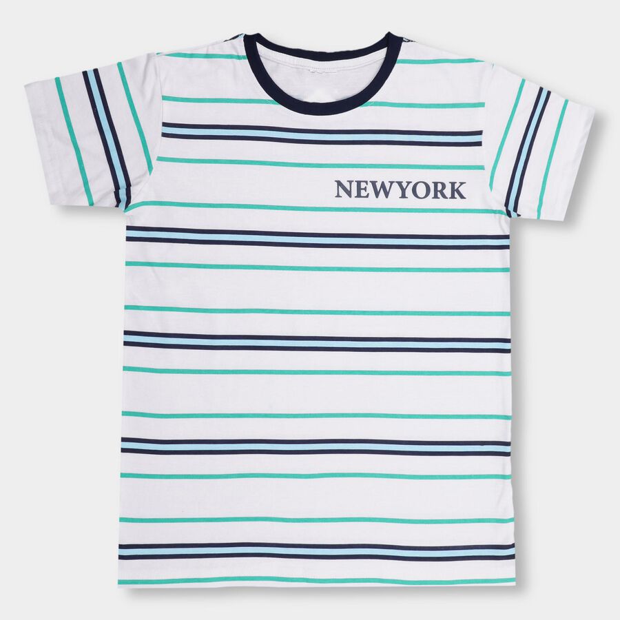 Boys' 100% Cotton Half Sleeves T-Shirt, सफ़ेद, large image number null
