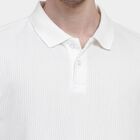 Men's White Polo Neck Textured T-Shirt, Off White, small image number null