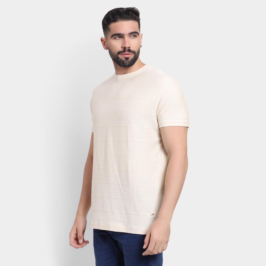 Men's 100% Cotton Round Neck Half Sleeves T-Shirt , Ecru Melange, large image number null