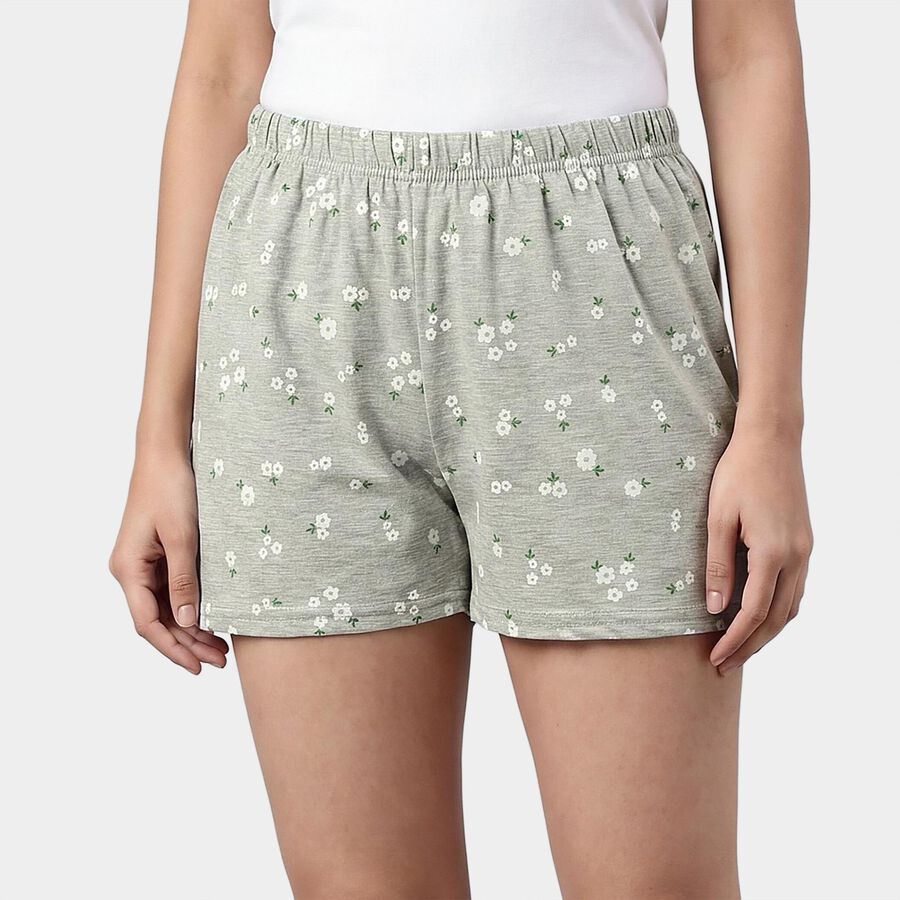 Women's Mid Grey Regular Fit Casual Shorts, मिश्रित मध्यम ग्रे, large