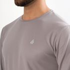 Men's Muted Grey Crew Neck Athleisure T-Shirt, गहरा ग्रे, small image number null