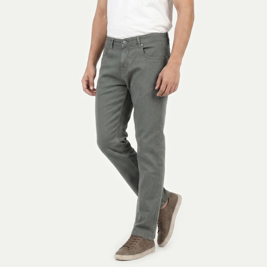 Men's Grey Straight Fit Solid Jeans, Light Grey, large