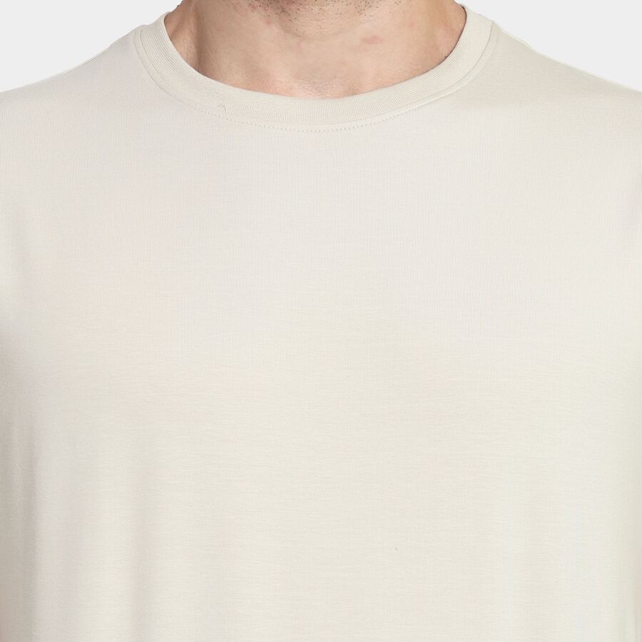 Men's Round Neck Half Sleeves T-Shirt, Off White, large image number null