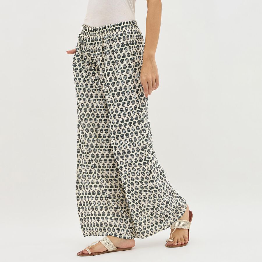 Women's Off-White Regular Fit Printed Palazzos, ऑफ व्हाइट, large image number null