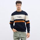 Men's Deep Midnight Navy Blue Crew Neck Casual Sweatshirt, Navy Blue, small image number null