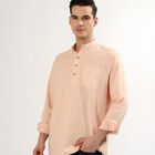 Men's 100% Cotton Kurta, पीच, small image number null