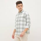 Men's Light Sage Green Cotton Button Down Casual Shirt, Light Green, small