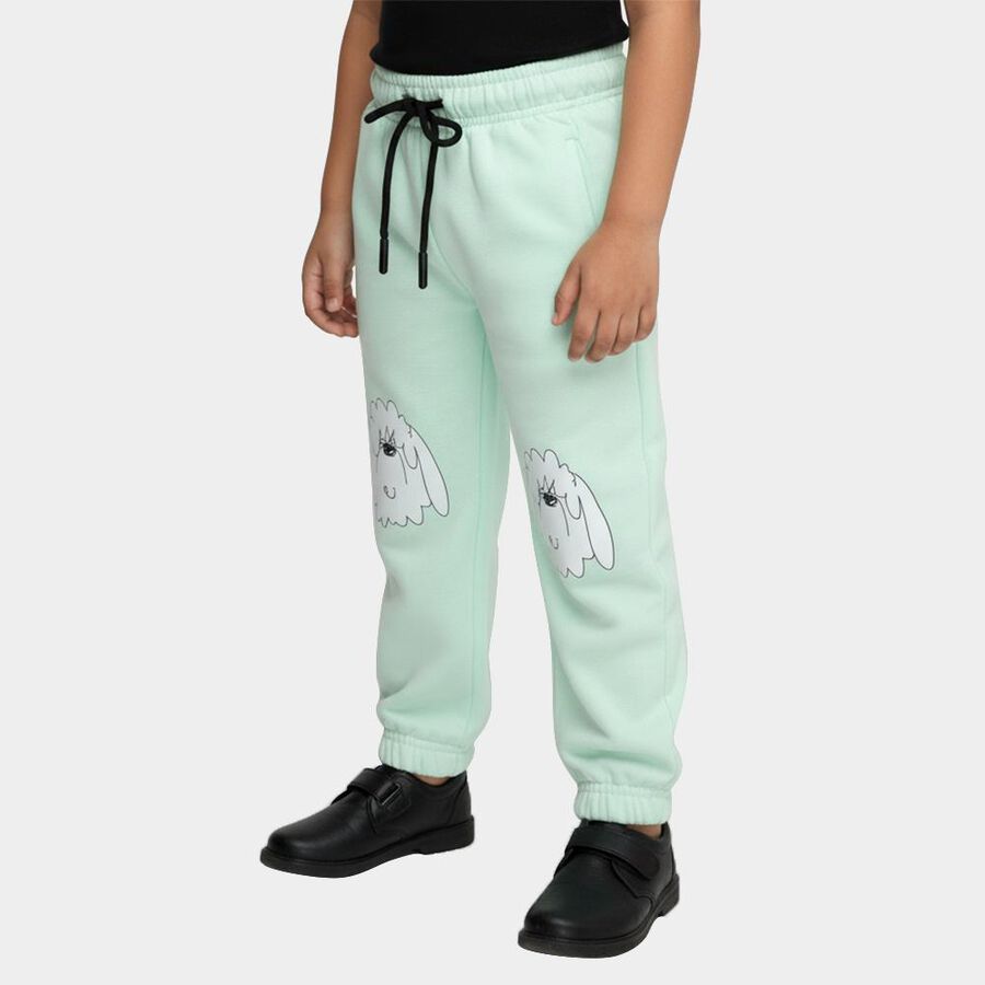 Boys Mint Green Cartoon Printed Elastic Waist Pyjama, हल्का हरा, large image number null