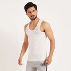 Cottton Solid Vest, White, small