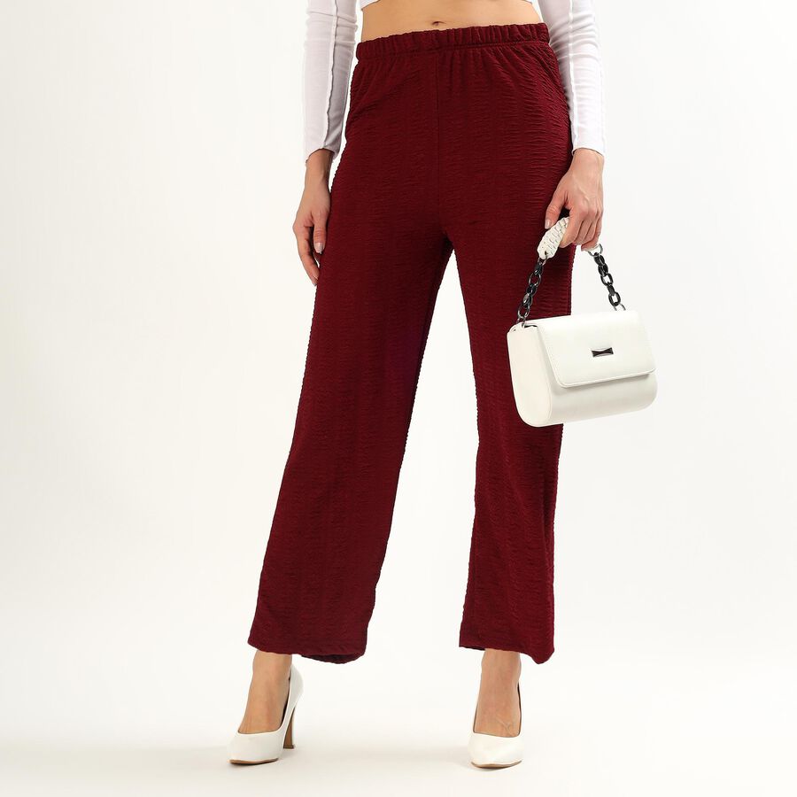 Women's Wine Relaxed Fit Elastic Waist Harem Pants, Wine, large