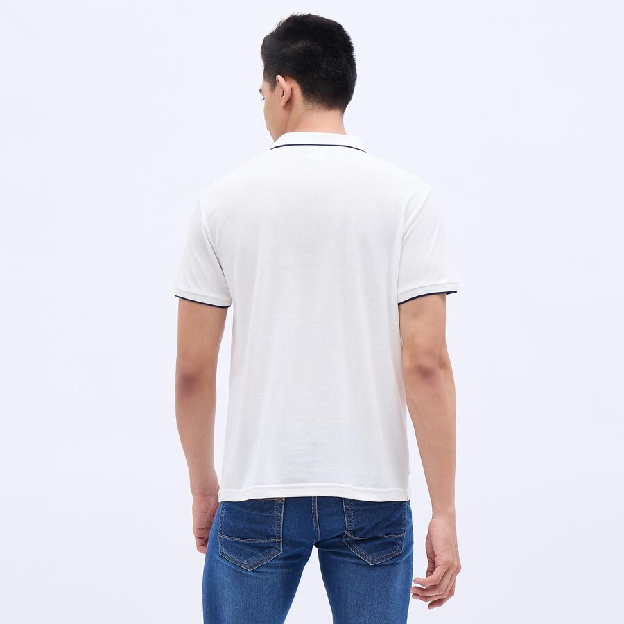 Men's Bright Eggshell White Polo Neck Polo Tee Shirt, White, large image number null