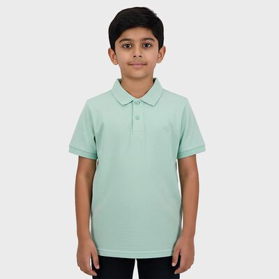 Boys' Aqua Teal Crew Neck Graphic Printed Casual T-Shirt