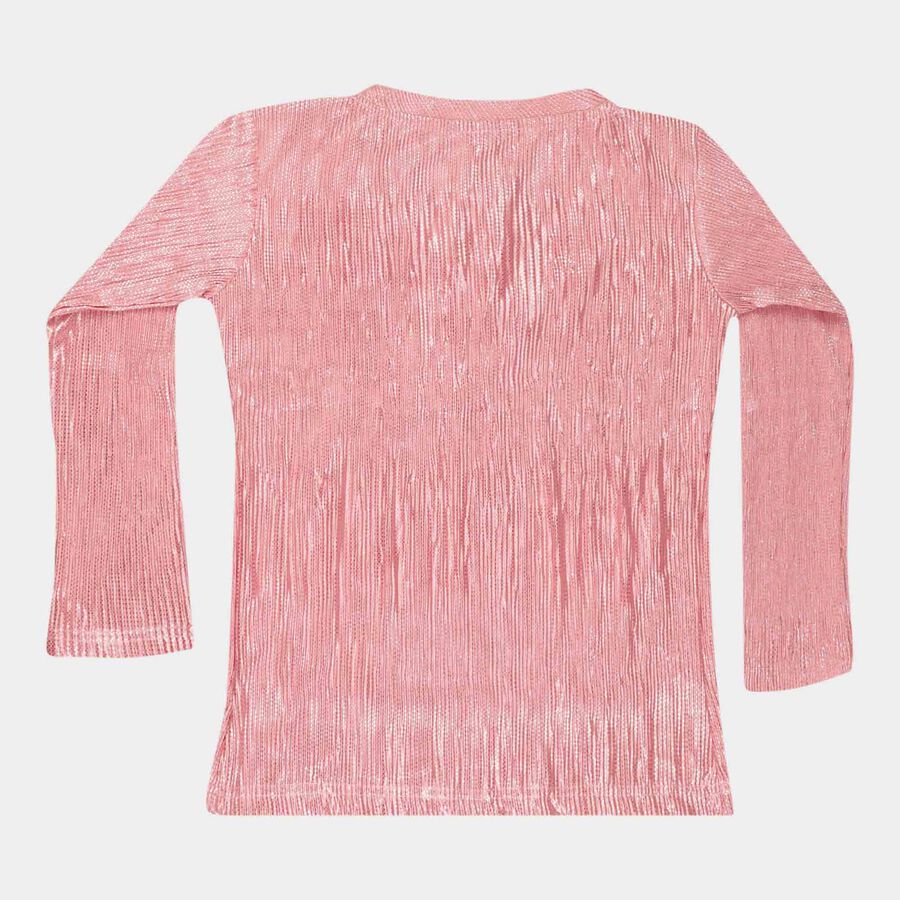 Girls Regular Round Neck Top, Light Pink, large image number null