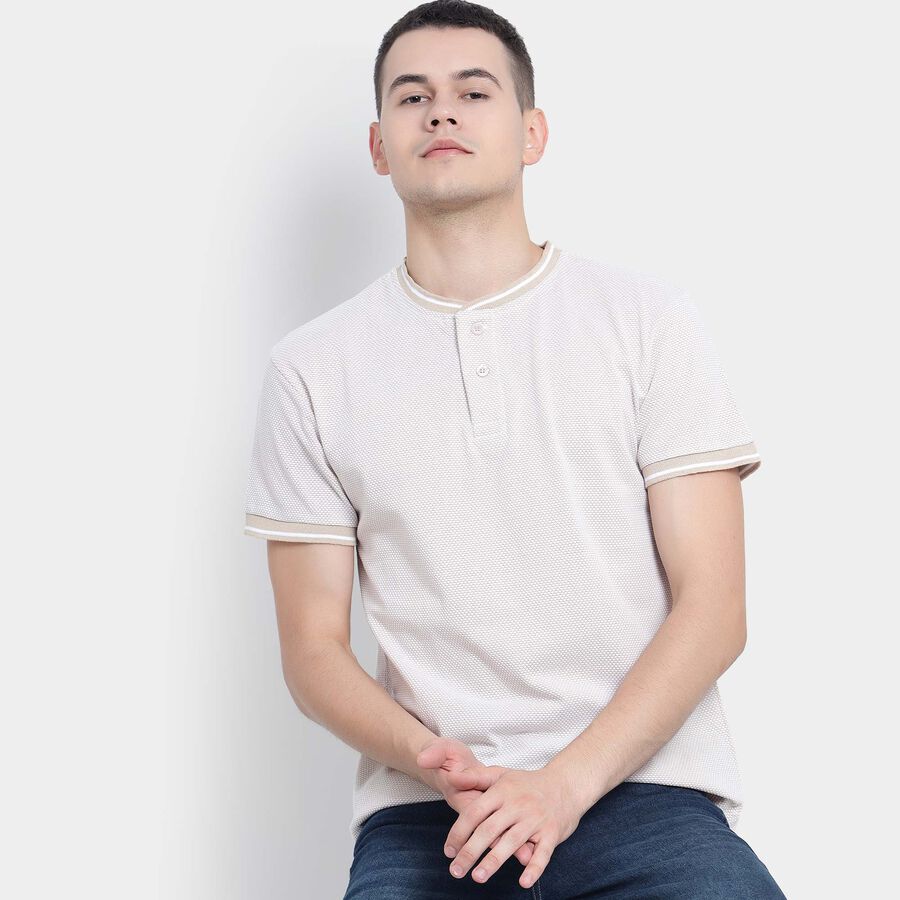 Solid Henley T-Shirt, Beige, large image number null