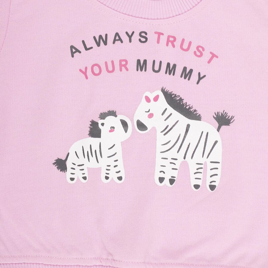 Infants Light Pink Crew Neck Casual Sweatshirt, Lilac, large image number null
