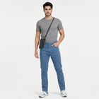 Men's Light Blue Slim Fit Solid Jeans, हल्का नीला, small