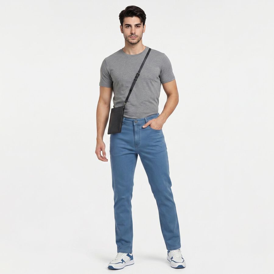 Men's Light Blue Slim Fit Solid Jeans, हल्का नीला, large