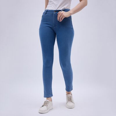 Women's Stonewashed Blue Skinny Fit High-Rise Jeans