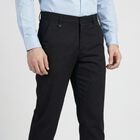 Men's Black Slim Fit Casual Trousers, काला, small
