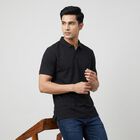 Men's Navy Blue Cotton Polo Neck Solid Polo T-Shirt, Navy Blue, small