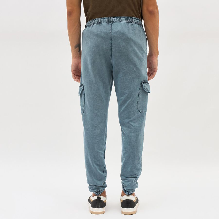 Men's Washed Steel Blue Cargo Jogger, Mid Blue, large image number null