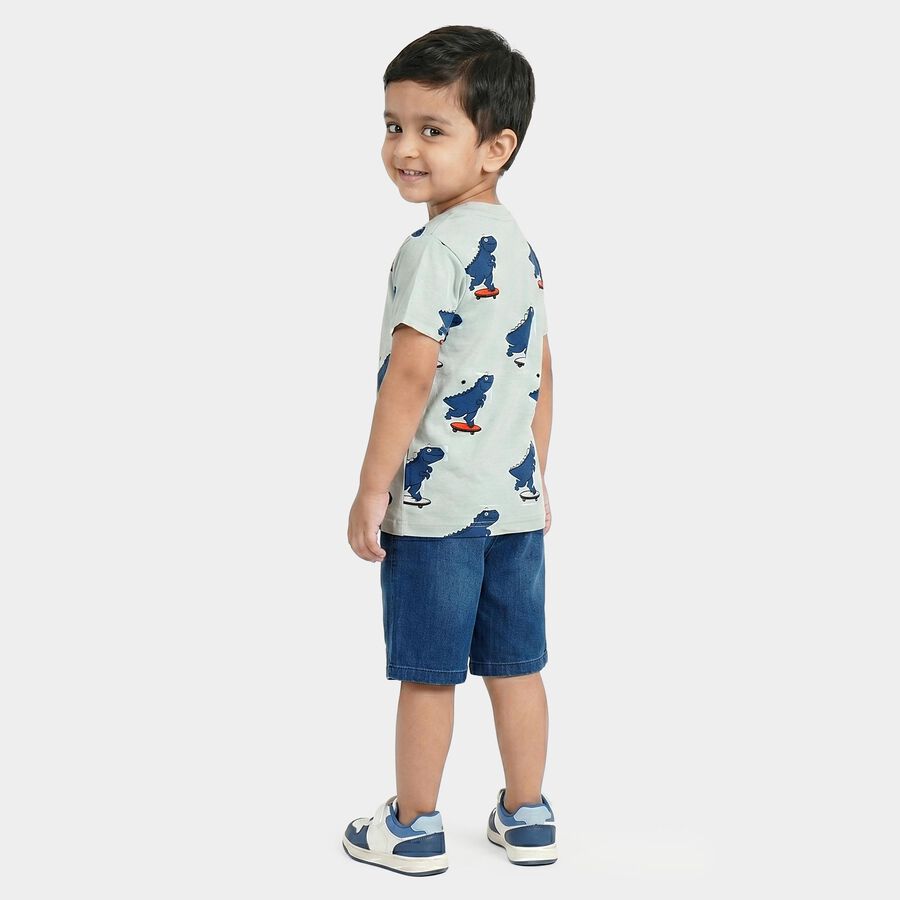 Boys Light Blue 100% Cotton Round Neck Solid Baba Suit, Light Blue, large