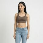 Women's Brown Wireless Sports Bra, Brown, small