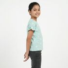 Girls' Light Green Cotton Round Neck Casual T-Shirt, हल्का हरा, small